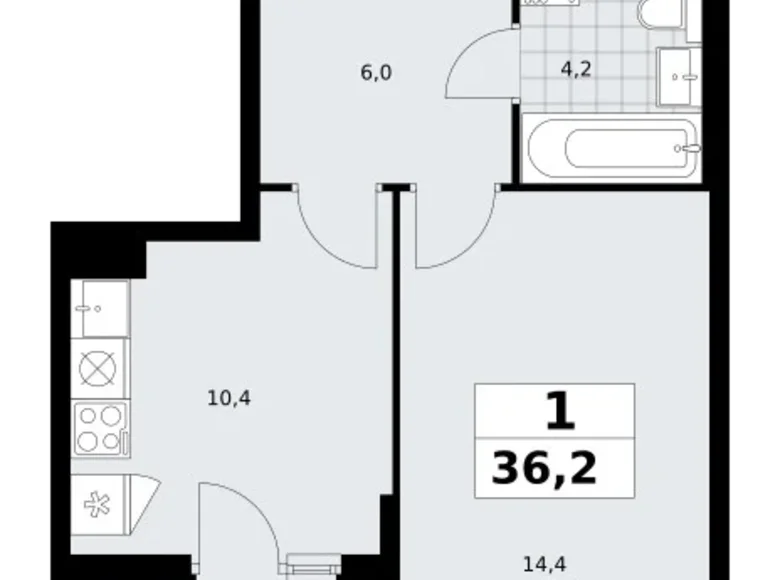 Appartement 1 chambre 36 m² Troïtsk, Russie