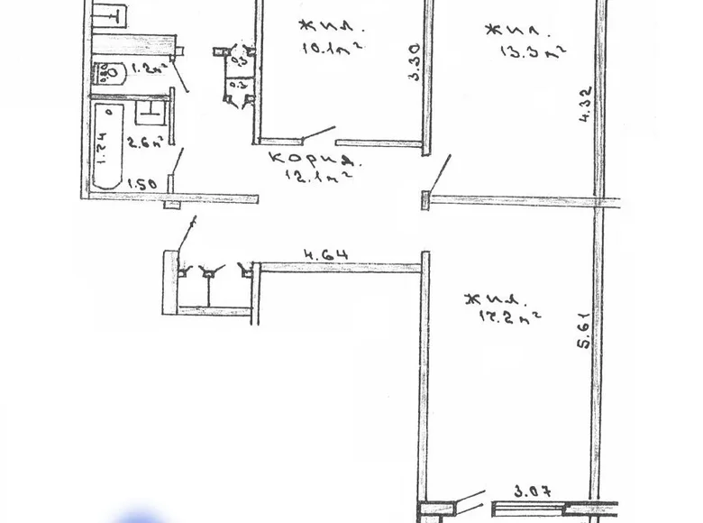 Apartamento 3 habitaciones 66 m² Rechytsa, Bielorrusia