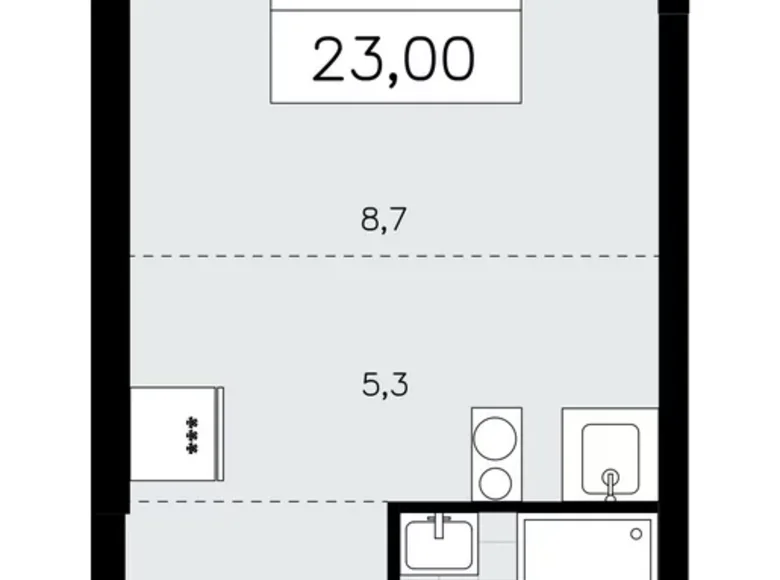 1 room apartment 23 m² poselenie Sosenskoe, Russia