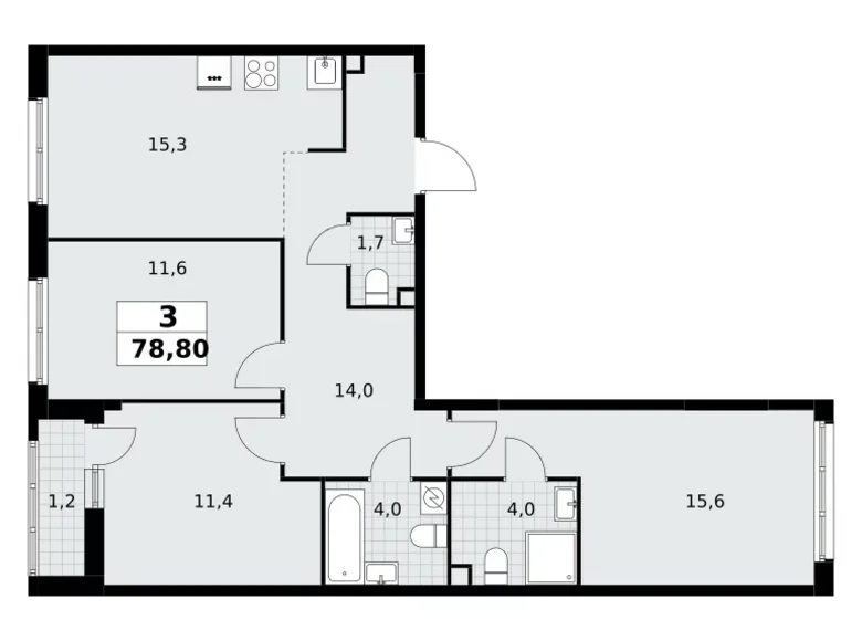 Mieszkanie 3 pokoi 79 m² Postnikovo, Rosja