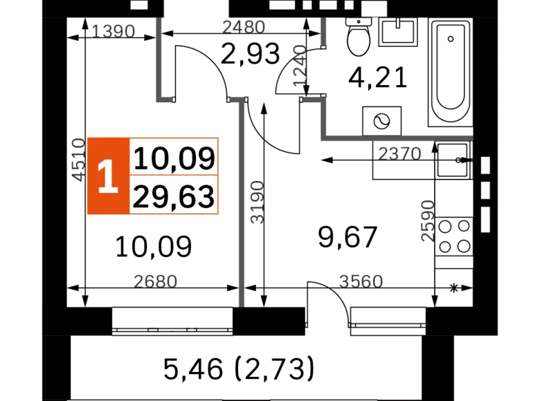 Wohnung 1 Zimmer 30 m² Rajon Odinzowo, Russland