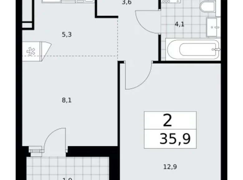 Apartamento 2 habitaciones 36 m² Moscú, Rusia