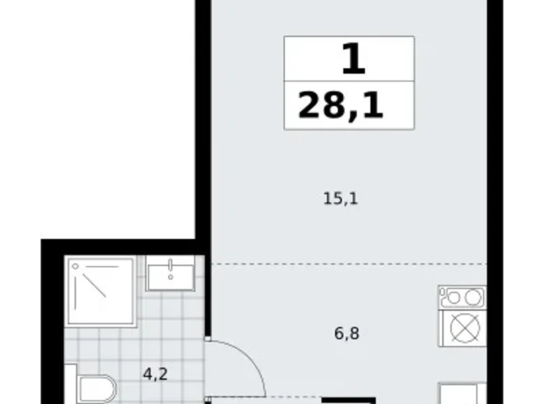 Mieszkanie 1 pokój 28 m² Troick, Rosja