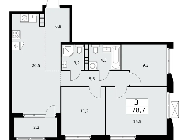 Apartamento 3 habitaciones 79 m² poselenie Sosenskoe, Rusia