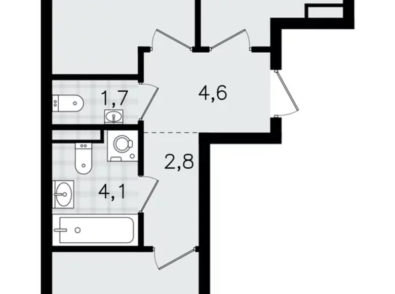 Квартира 2 комнаты 54 м² Всеволожск, Россия