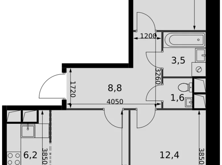 Mieszkanie 3 pokoi 65 m² Razvilka, Rosja