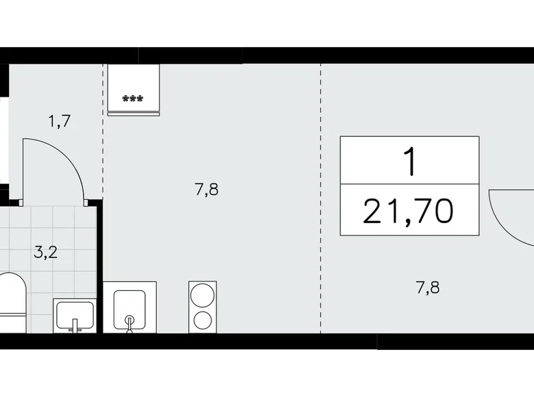 Mieszkanie 1 pokój 22 m² poselenie Sosenskoe, Rosja