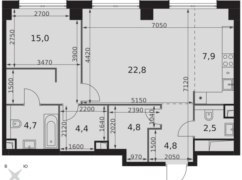 Apartamento 2 habitaciones 67 m² North-Western Administrative Okrug, Rusia