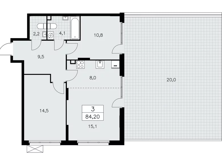 Appartement 3 chambres 84 m² poselenie Sosenskoe, Fédération de Russie