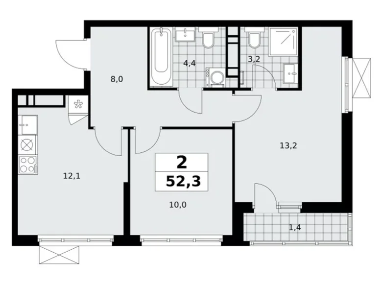 Wohnung 2 zimmer 52 m² Moskau, Russland