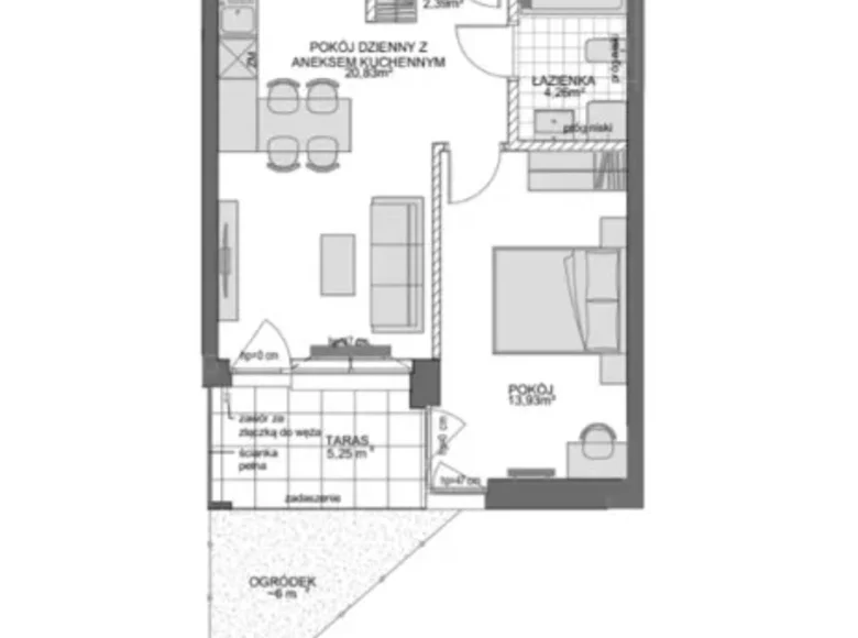 1 bedroom apartment 43 m² Gdansk, Poland