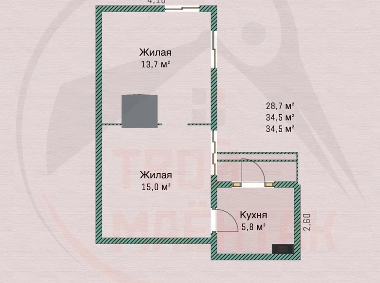Wohnung 2 zimmer 35 m² Baryssau, Belarus