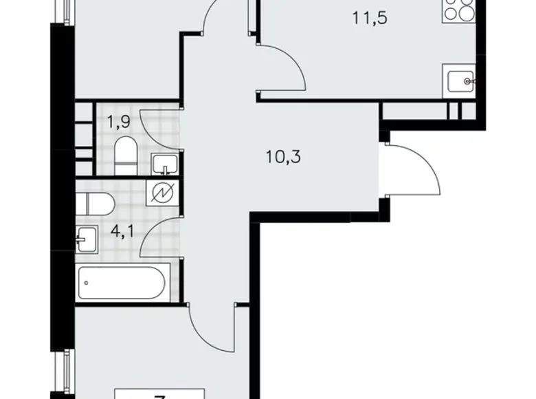 3 room apartment 64 m² Moscow, Russia