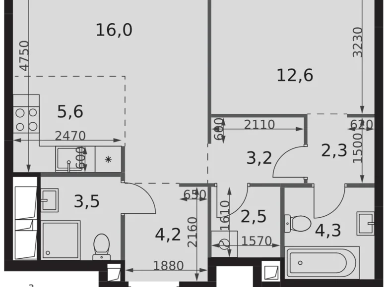 Apartamento 2 habitaciones 54 m² North-Western Administrative Okrug, Rusia