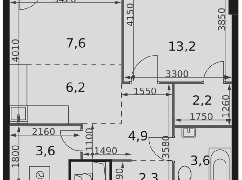 Wohnung 2 zimmer 46 m² Moskau, Russland