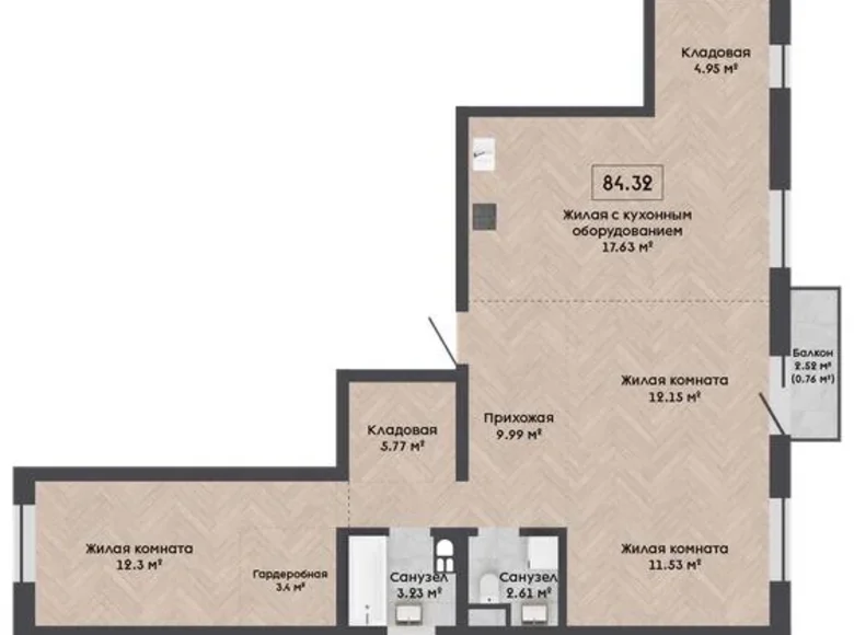 Apartamento 4 habitaciones 84 m² Kalodziscanski sielski Saviet, Belarús