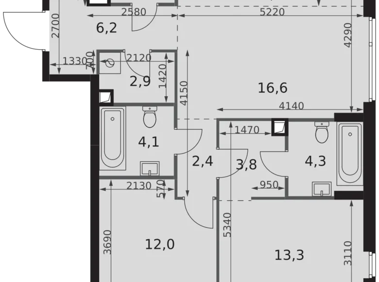 Mieszkanie 3 pokoi 74 m² North-Western Administrative Okrug, Rosja