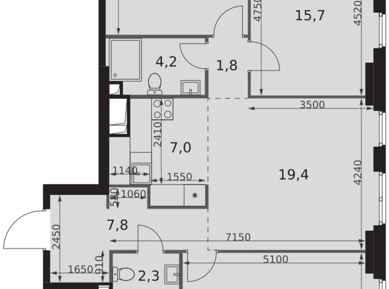 Mieszkanie 4 pokoi 91 m² Moskwa, Rosja