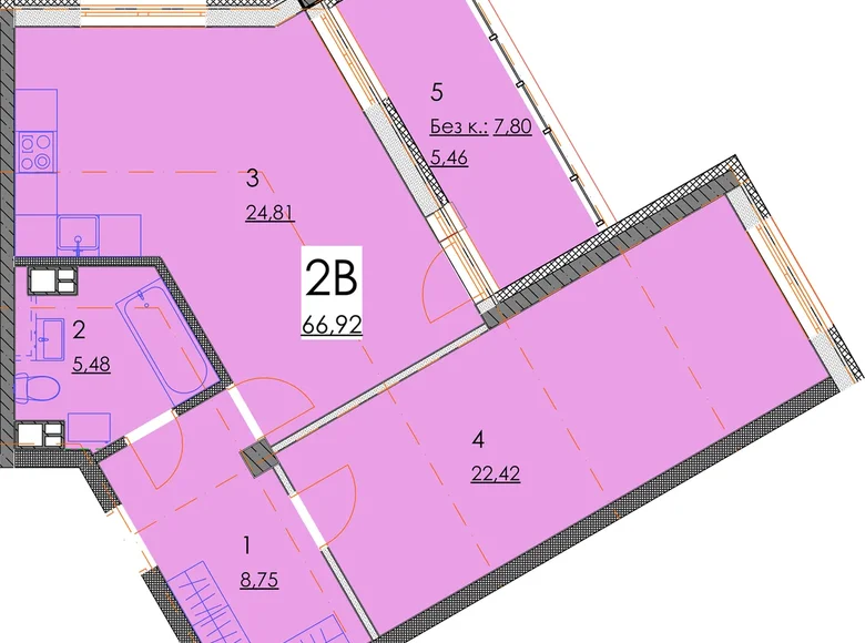 Квартира 2 комнаты 67 м² Минск, Беларусь