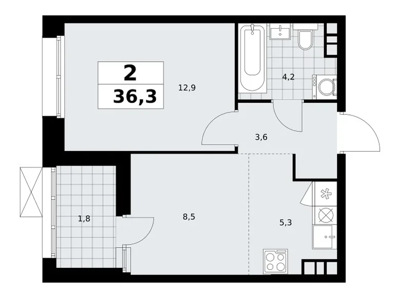 Apartamento 2 habitaciones 36 m² poselenie Sosenskoe, Rusia