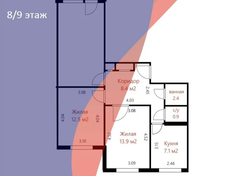 3 room apartment 66 m² Minsk, Belarus