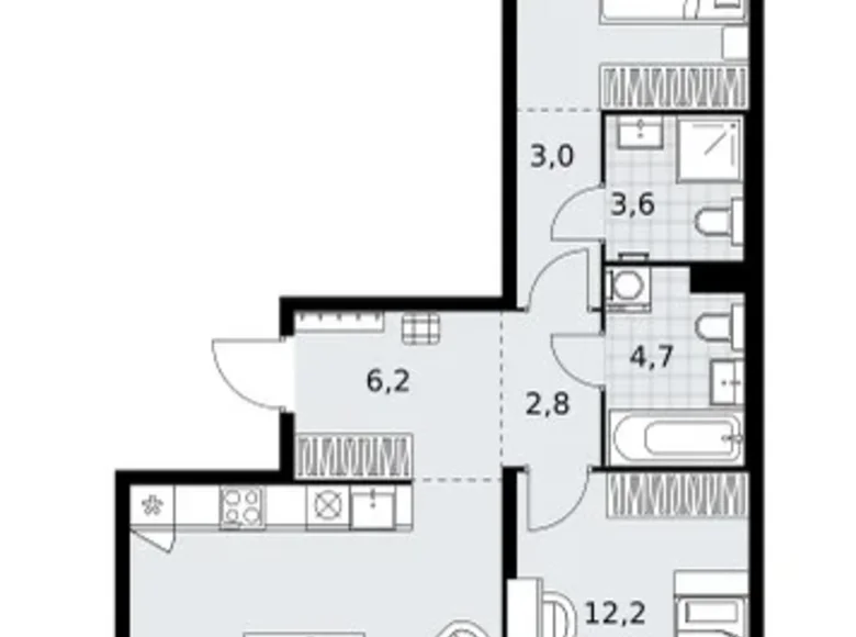 2 room apartment 79 m² Kommunarka, Russia