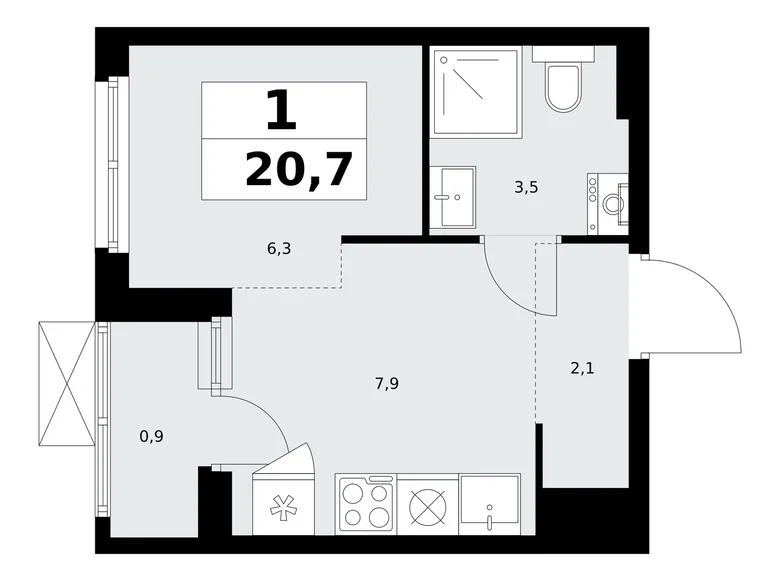 Appartement 1 chambre 21 m² poselenie Sosenskoe, Fédération de Russie