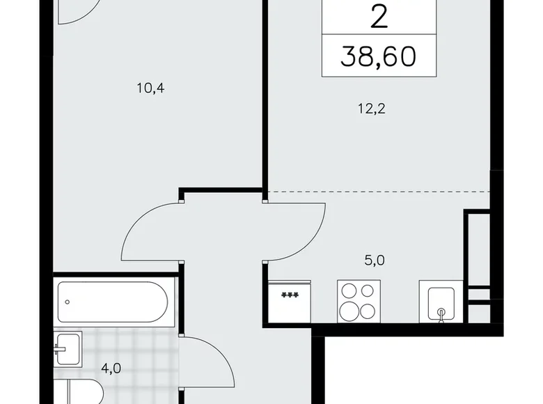 Mieszkanie 2 pokoi 39 m² poselenie Sosenskoe, Rosja