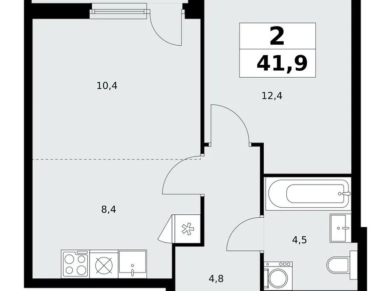 2 room apartment 42 m² poselenie Sosenskoe, Russia