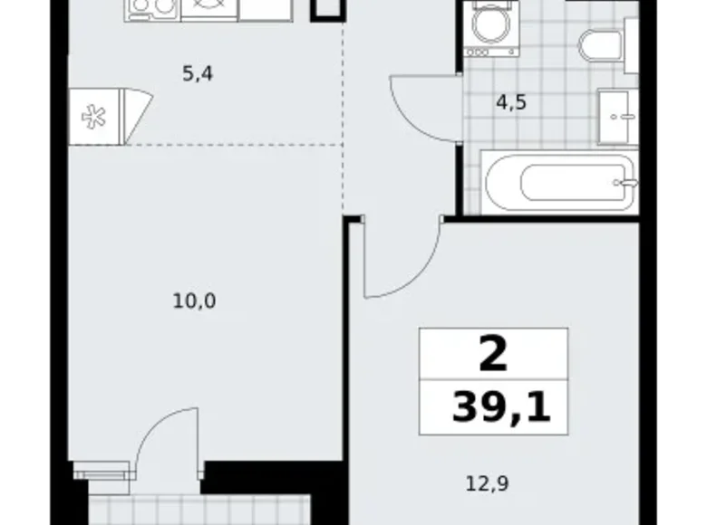 2 room apartment 39 m² poselenie Sosenskoe, Russia