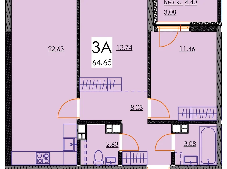 Wohnung 3 zimmer 65 m² Minsk, Belarus