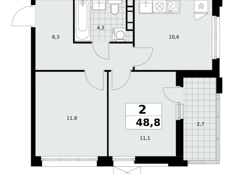 Apartamento 2 habitaciones 49 m² Moscú, Rusia