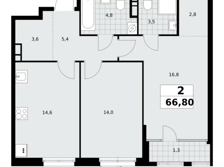 Wohnung 2 Zimmer 67 m² Nördlicher Verwaltungsbezirk, Russland