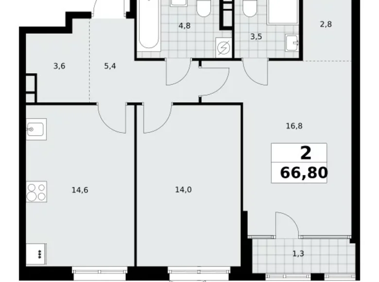 Mieszkanie 2 pokoi 67 m² Northern Administrative Okrug, Rosja