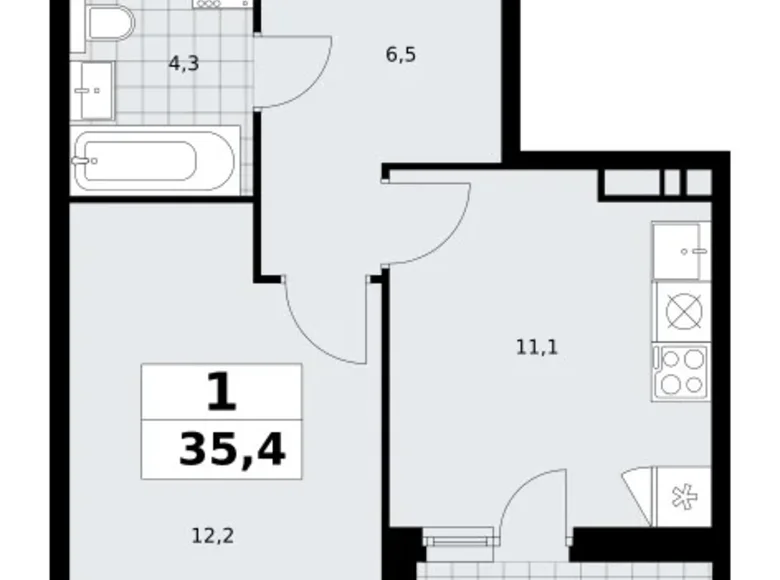 Wohnung 1 zimmer 35 m² poselenie Sosenskoe, Russland