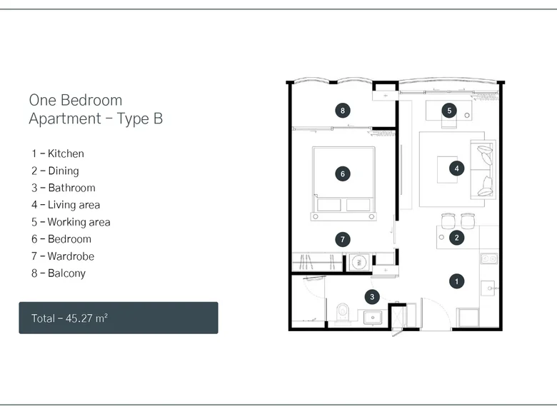 2 room apartment  Phuket, Thailand