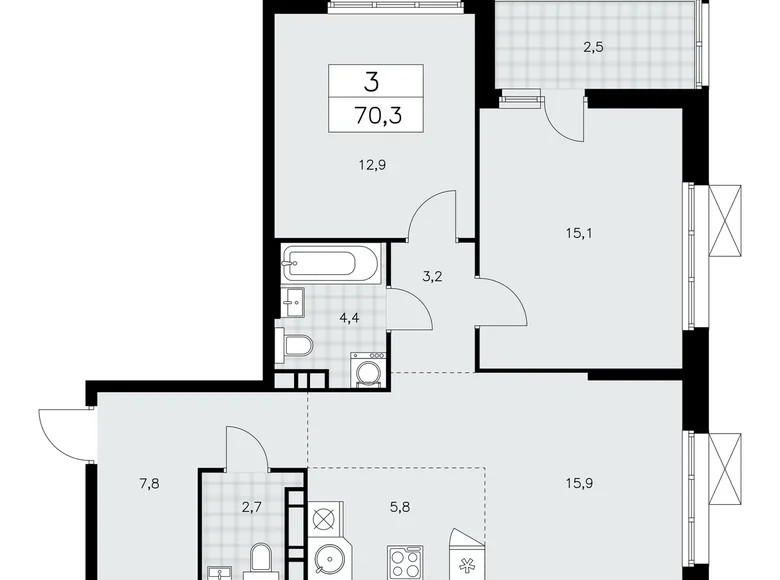 Квартира 3 комнаты 70 м² поселение Сосенское, Россия