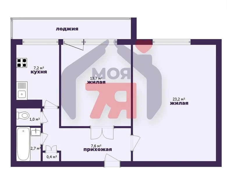 2 room apartment 56 m² Barysaw, Belarus