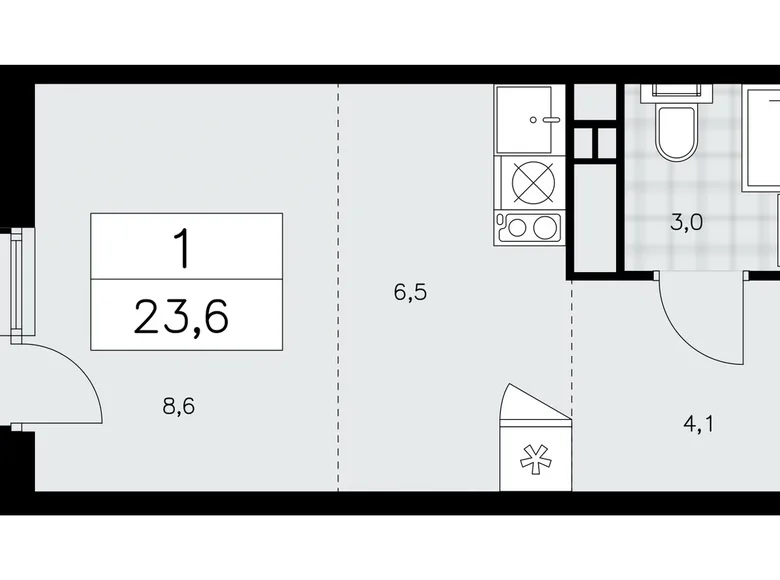 Appartement 1 chambre 24 m² Moscou, Fédération de Russie