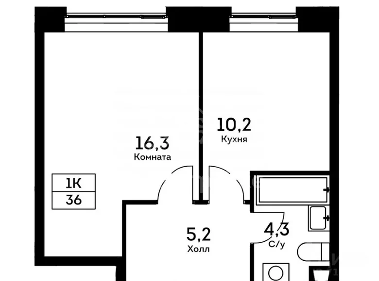 Apartamento 1 habitación 36 m² Danilovsky District, Rusia