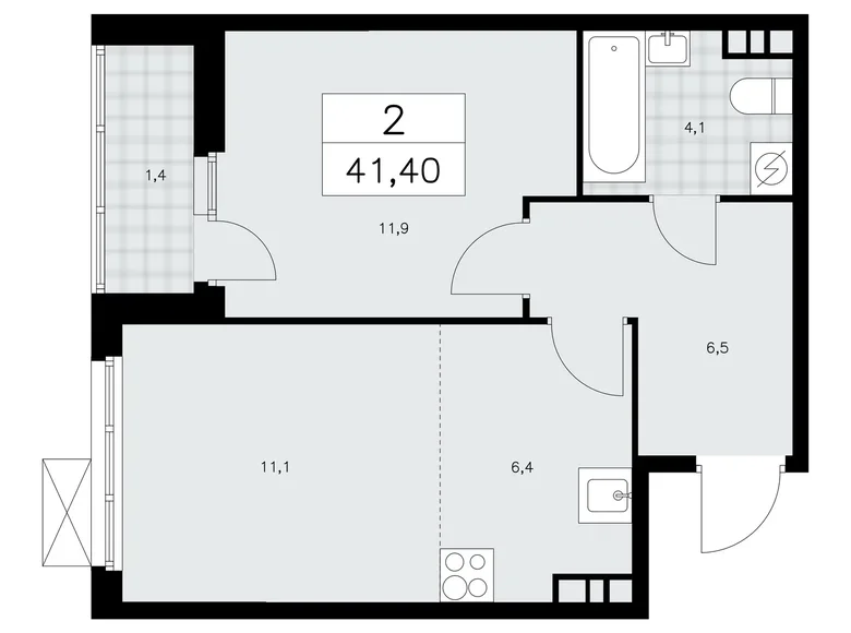 Mieszkanie 2 pokoi 41 m² poselenie Sosenskoe, Rosja