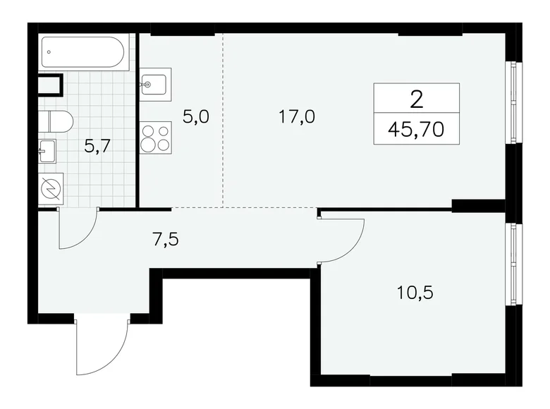 Apartamento 2 habitaciones 46 m² South-Western Administrative Okrug, Rusia