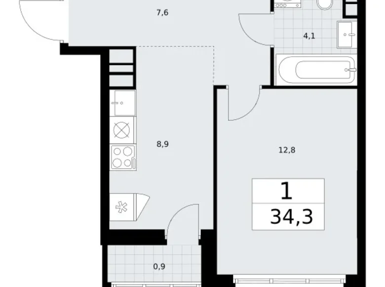 Appartement 1 chambre 34 m² Vnoukovo, Russie