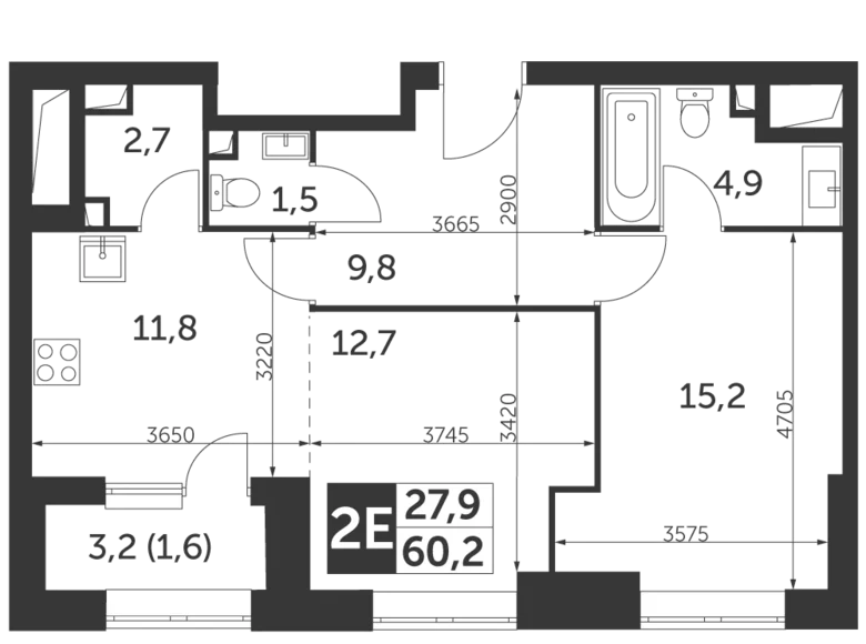 Apartamento 2 habitaciones 60 m² North-Eastern Administrative Okrug, Rusia