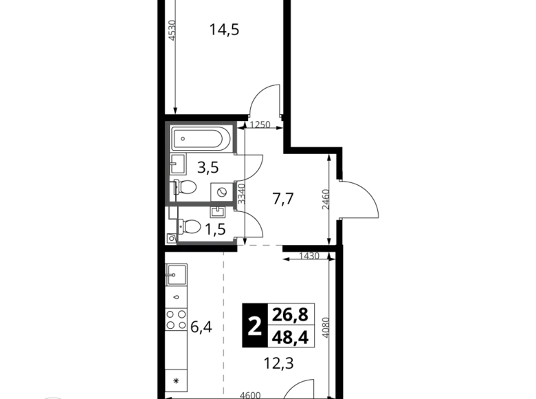 Квартира 2 комнаты 48 м² Ленинский район, Россия