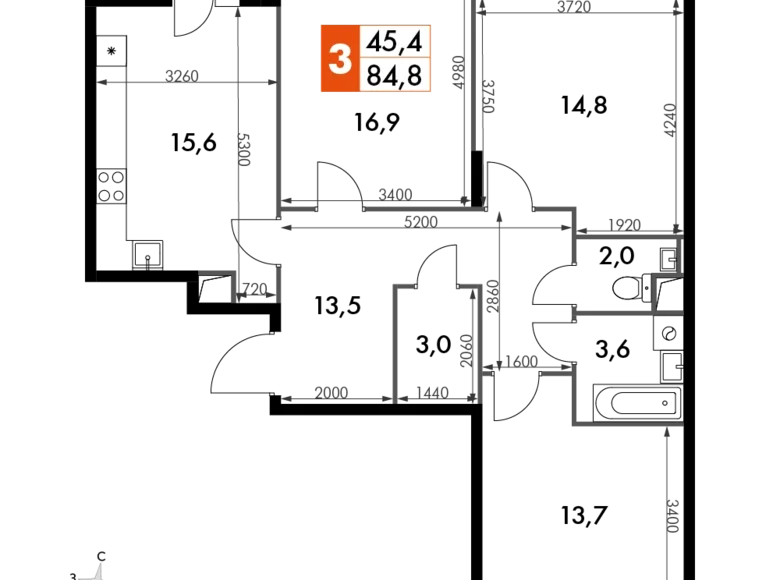 Apartamento 3 habitaciones 85 m² Razvilka, Rusia