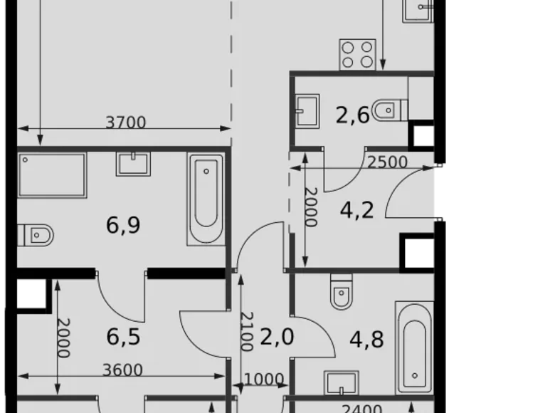 3 room apartment 103 m² North-Western Administrative Okrug, Russia