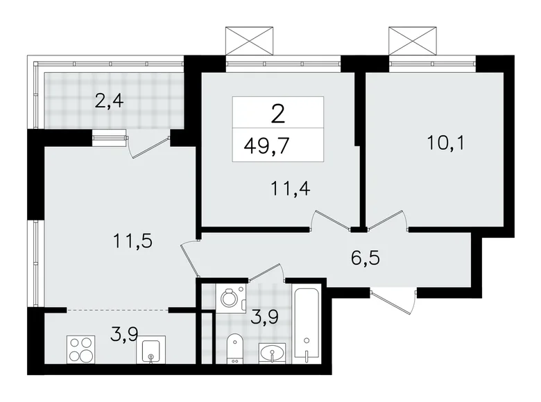 Mieszkanie 3 pokoi 50 m² Vsevolozhsk, Rosja