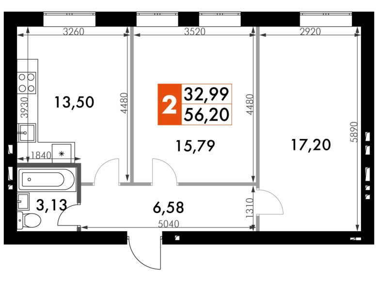 Apartamento 2 habitaciones 56 m² Naro-Fominskiy gorodskoy okrug, Rusia