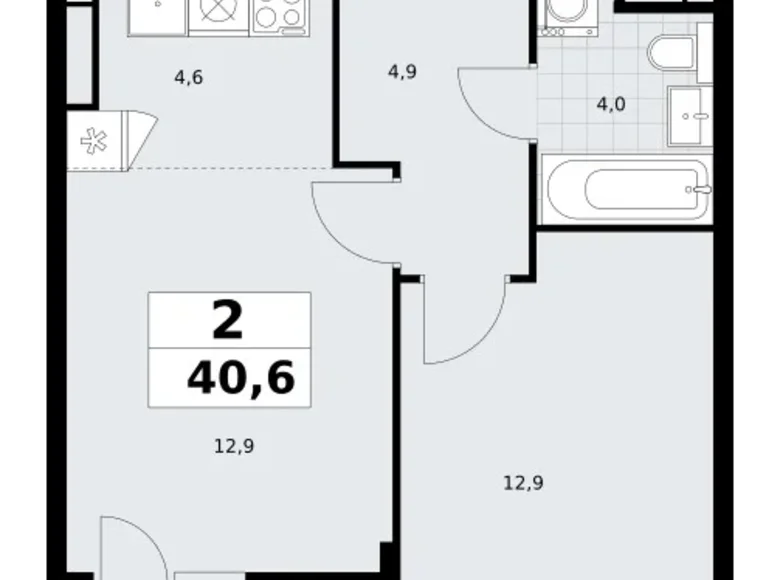 Квартира 2 комнаты 41 м² Postnikovo, Россия